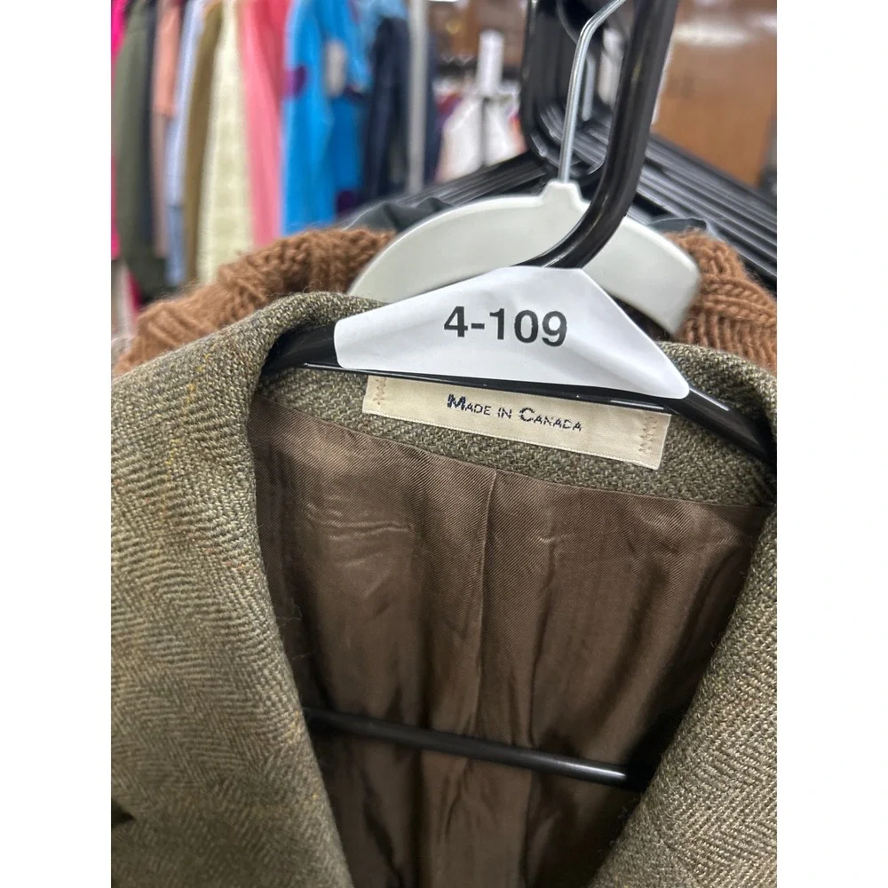 Chaps Ralph Lauren Wool Windowpane Blazer 42 Tall Brown Dark Academia Professor‎
